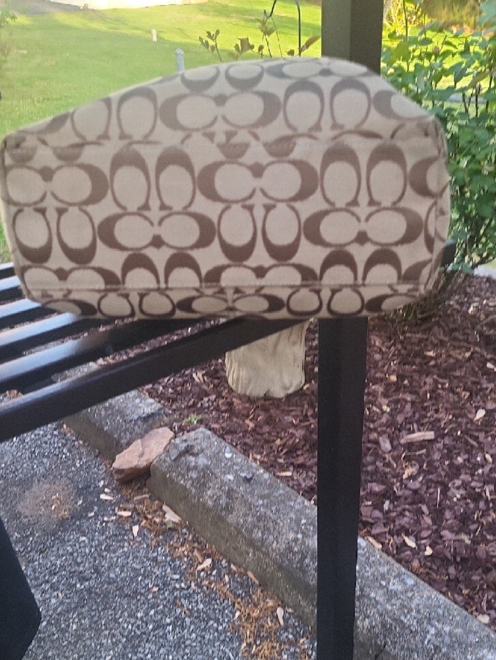 Coach Monogram Tote in Brown and Tan with Gold Hardware - Picture 7 of 13